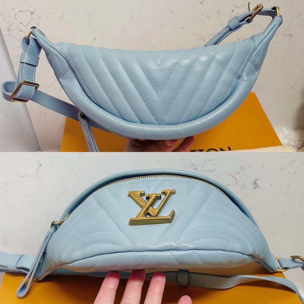 Authentic Louis Vuitton Pale Blue Wave Smooth Calfskin Bum Bag - Picture 9 of 14